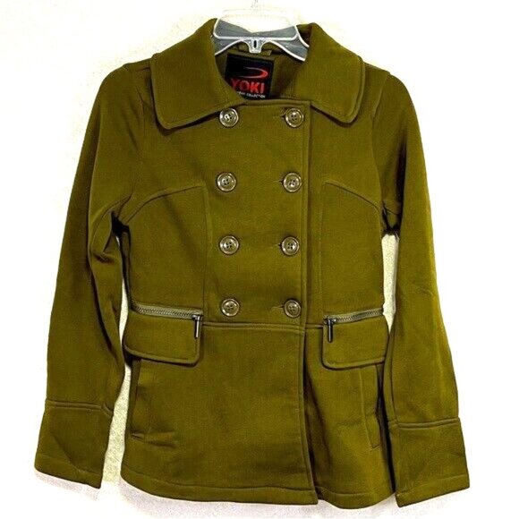 YOKI Y2K Jacket Womens S Olive Green Knit‎ Pockets Urban Dark Academia - Picture 1 of 13